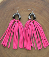 Cargar imagen en el visor de la galería, No One Like A Cowgirl - Tassel Earrings In Hot Pink