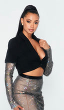 Cargar imagen en el visor de la galería, Don't Be A Prick - Rhinestone Mesh Blazer In Black