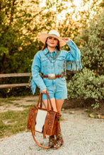 Load image into Gallery viewer, Cowboy Take Me Away - Denim Fringe Romper