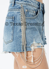 Cargar imagen en el visor de la galería, Texas Rodeo - Rhinestone Fringe Denim Shorts