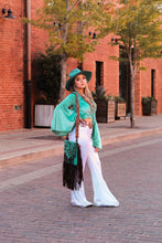 Load image into Gallery viewer, Cross My Heart - Turquoise Cowhide Fringe Leather Crossbody