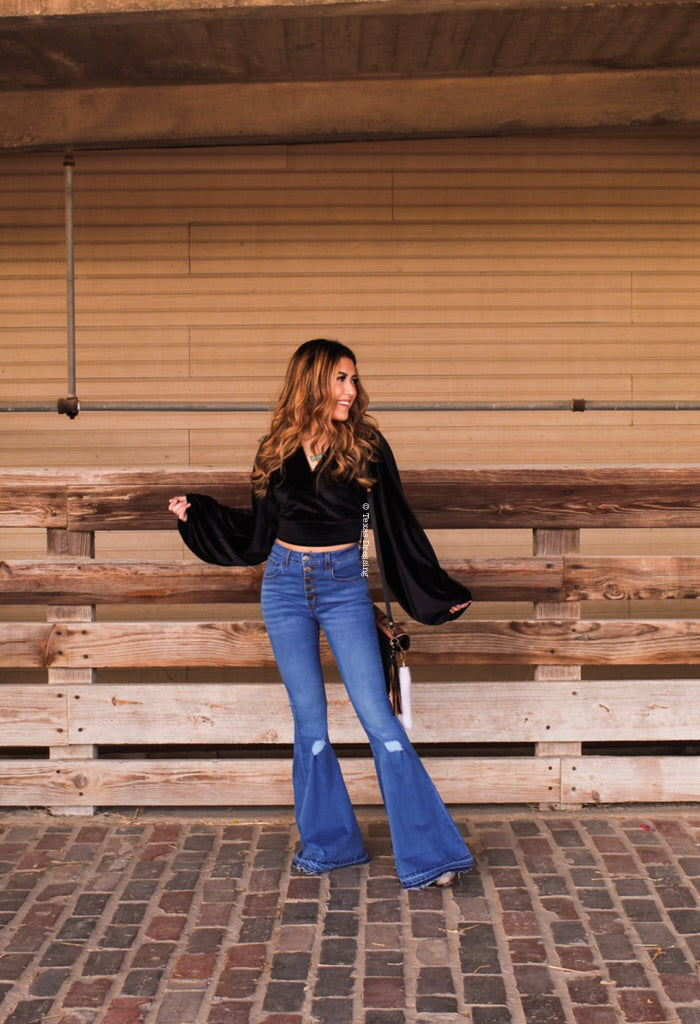 The Run Around Black Velvet Top – Texas Dressing