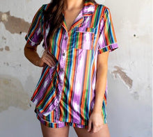 Load image into Gallery viewer, Purple/Pinkish Serape Aztec Lounge Short Set