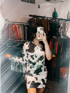 Whiskey Friends - Cow Print Dress