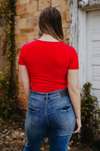 Malory - Red Short Sleeve Bodysuit