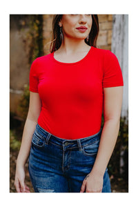 Malory - Red Short Sleeve Bodysuit