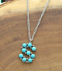 Turquoise Initial Necklace - Medium Size