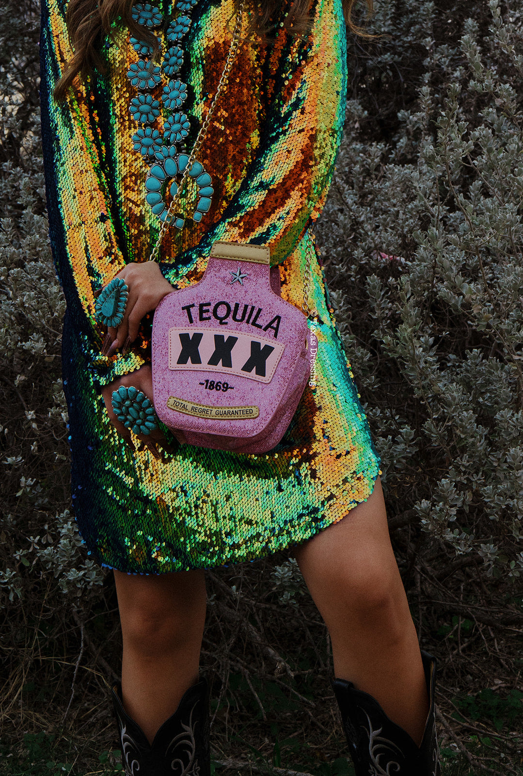 GlitterTotal Regret Guaranteed Tequila Handbag - Pink