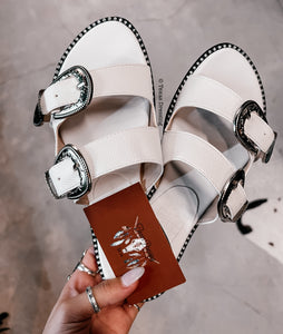 Second Rodeo - White Buckle Sandals