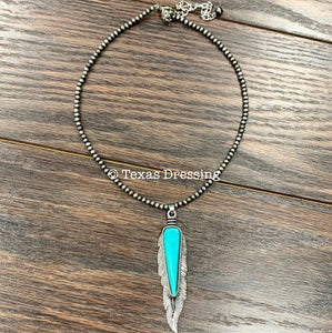 Feathered - Turquoise Feather Necklace