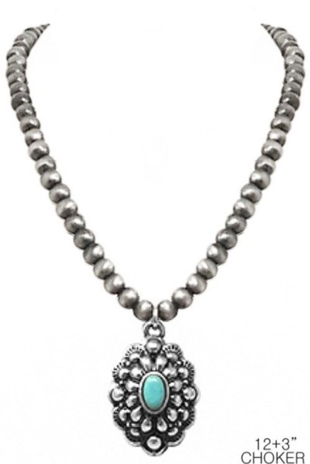 Turquoise Pendant Bead Choker / necklace