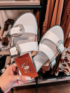 Second Rodeo - White Buckle Sandals