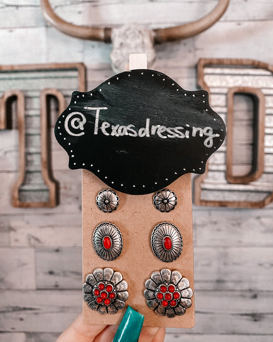 Coral / Red Earring Trio