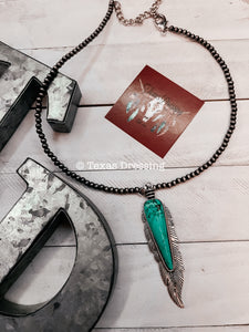 Feathered - Turquoise Feather Necklace