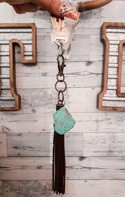 Turquoise Stone Tassel Keychain
