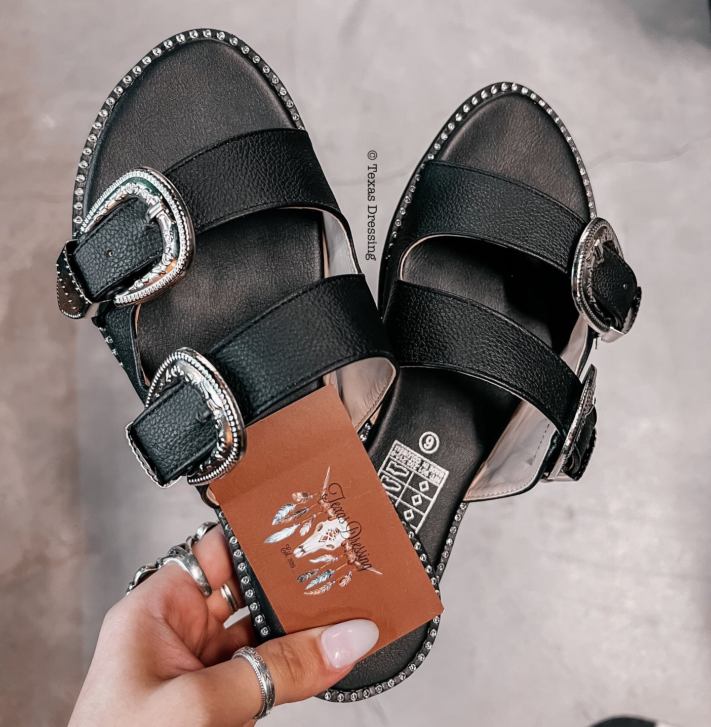 Second Rodeo - Black Buckle Sandals