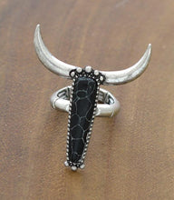 Load image into Gallery viewer, Black &amp; White Steer Head Ring