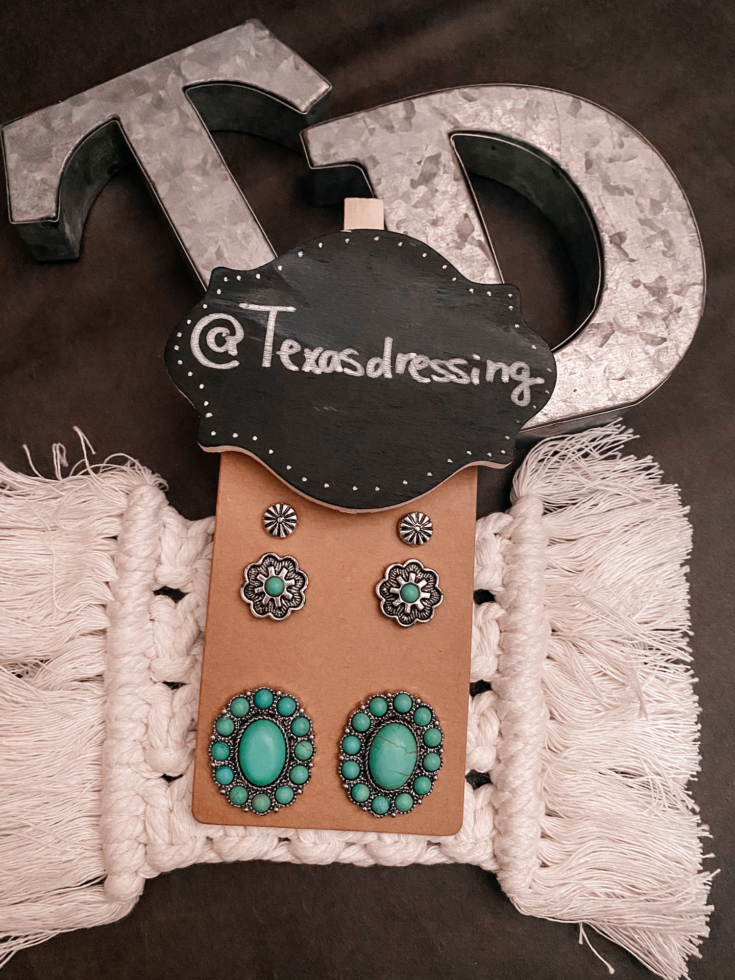 Turquoise & Silver Earring Trio (opt 3)