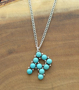 Turquoise Initial Necklace - Medium Size