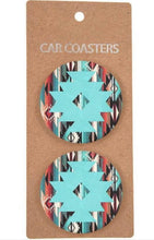 Load image into Gallery viewer, Turquoise Tribal Print Car Coaster