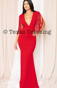 I Feel Like A Woman - Long Mermaid Fringe Gown / Dress