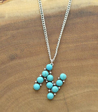 Cargar imagen en el visor de la galería, Turquoise Initial Necklace - Medium Size