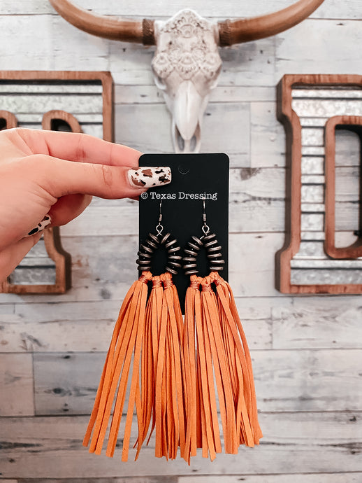 No One Like A Cowgirl - Tassel Earrings In Mustard