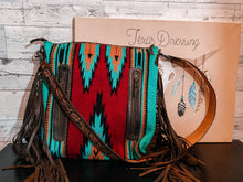 Load image into Gallery viewer, Apache Forest - Tooled Leather Saddle Blanket Crossbody W/ Leather Fringe