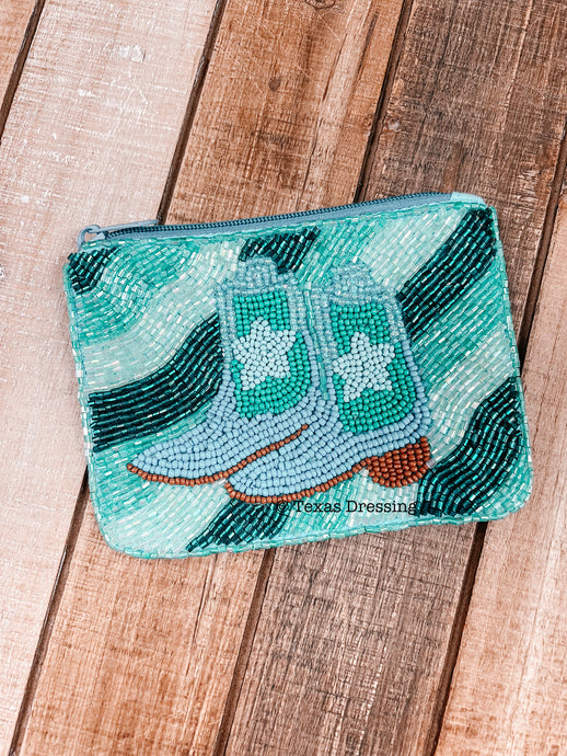 Cowgirl Boots Coin Purse - Blue