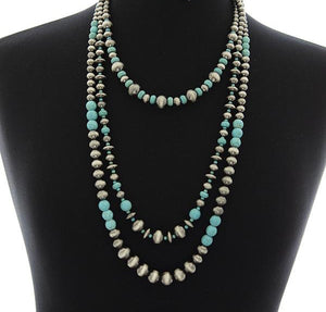 3 layer Turquoise & Navajo Necklace