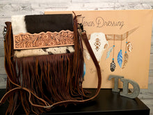Load image into Gallery viewer, Cowtown - Cowhide Leather Fringe Crossbody