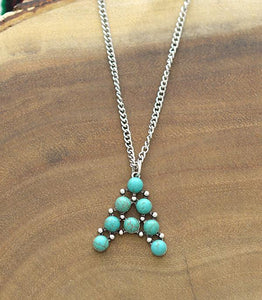 Turquoise Initial Necklace - Medium Size