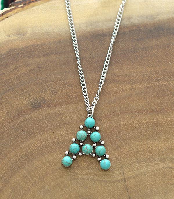 Turquoise Initial Necklace - Medium Size